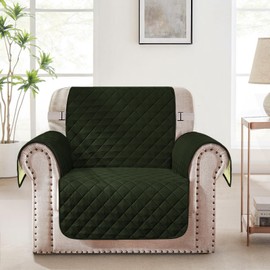 HOMERILLA Reversible Chair Covers for Dogs Couch Cover Water Resistant Washable Pets Furniture Protector Sofa Cover with Elastic Straps (Chair 21", Dark Green/Light Green)