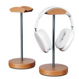 wigmoa SS-M Wooden Headphone Stand – Solid Wood & Aluminum Headset Holder, Desktop Earphone Hanger with Sturdy Base, Stylish Gaming & Office Headphone Mount for All Headsets. (Walnut/Black)