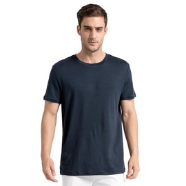 innotree Men's Merino Wool T-Shirt, 100% Organic Merino Wool Undershirt Lightweight Crew Short Base Layer for Hiking,Navy,Small