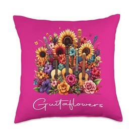 Guitaflowers Sunflower & Guitar Aloha Spirit Throw Pillow