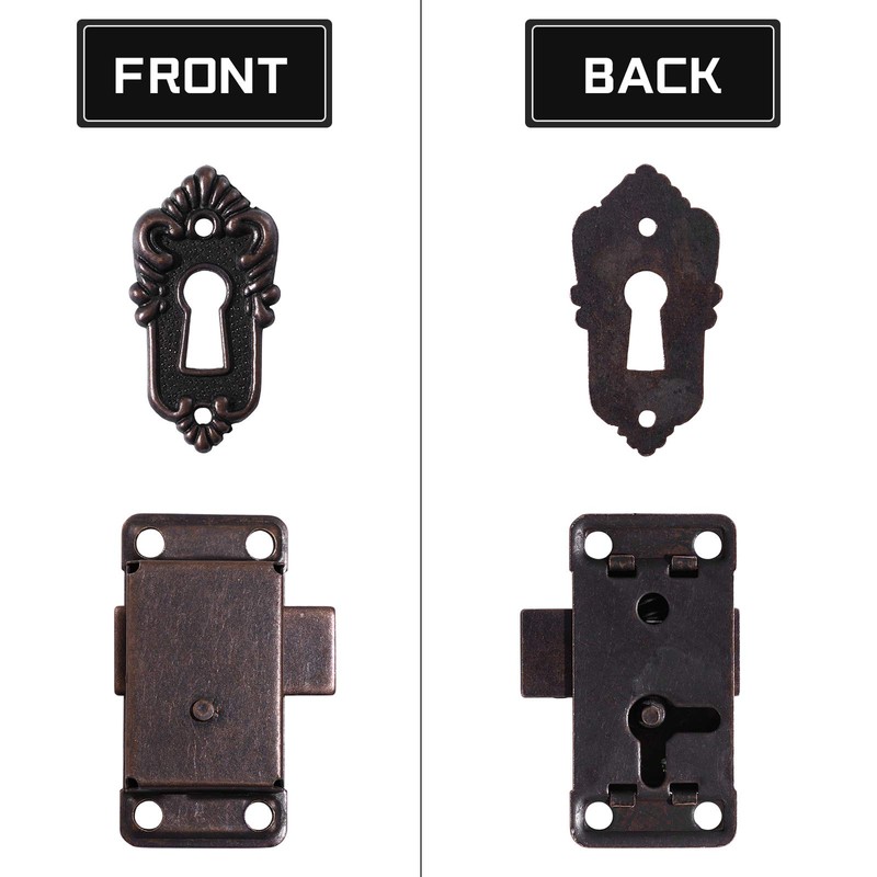 Yardwe, antique cabinet door lock, decorative furniture lock with key
