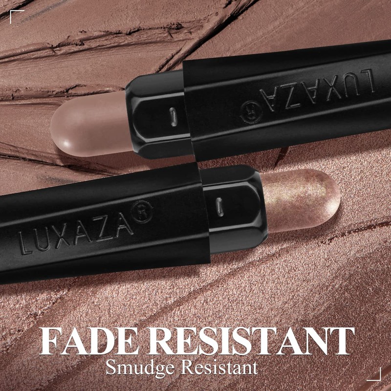 LUXAZA 3Pcs Neutral Brown Eyeshadow Stick Set, Matte And Shimmer
