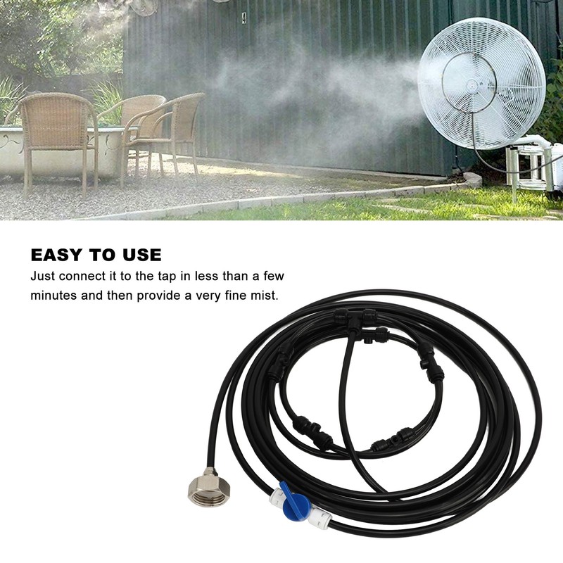 Fan Misting Kit with 3/4 Adapter 19.7ft Hose 6 Nozzles