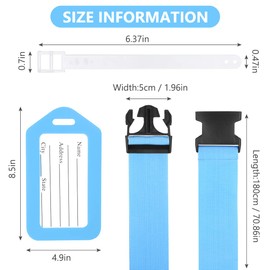 Flintronic 2 Pcs Luggage Straps with Luggage Tags, Adjustable Packing Belts for Suitcases Security Non-Slip Travel Belt Travel Accessories（Blue）