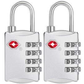 ZHEGE TSA Suitcase Locks, Combination Lock 4 Digit for Suitcase, Bag, Backpacks, Luggage Lock, Small Padlocks, Combination Lock Locker (Silver, 2 Pieces)