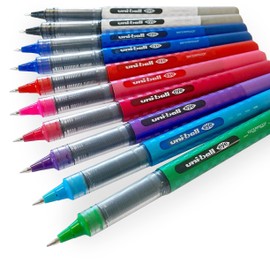 Uni-Ball UB-157 Liquid Ink Rollerball Pen Set of 10 Colours