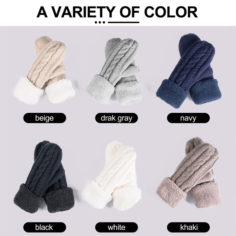 Women's Winter Gloves Warm Lining - Cozy Wool Knit Thick