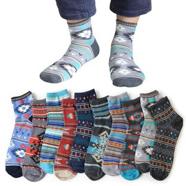 Men's Socks, Set of 10, Outdoor, Native Pattern, Mid Length (Half Length), 9.8 - 10.6 inches (25 - 27 cm), Size, multicolor