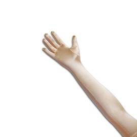 Tapp C. Classic Adult Size 22" Long Opera Length Satin Gloves - Champagne