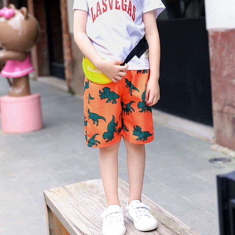 Little Hand Boy's Board Shorts, Orange 1