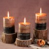 KONNI Coffee Layered Pillar Candles Set of 3, 3"x 4"