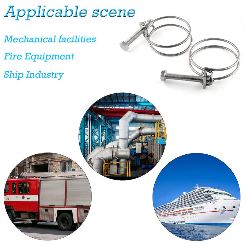 GIAK Double Wire Hose Clips Adjustable 304 Stainless Steel Hose