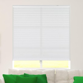 CALYX INTERIORS Pleated Fabric Window Shade, Light Filtering, Cordless, 30.5" W x 72" H, White