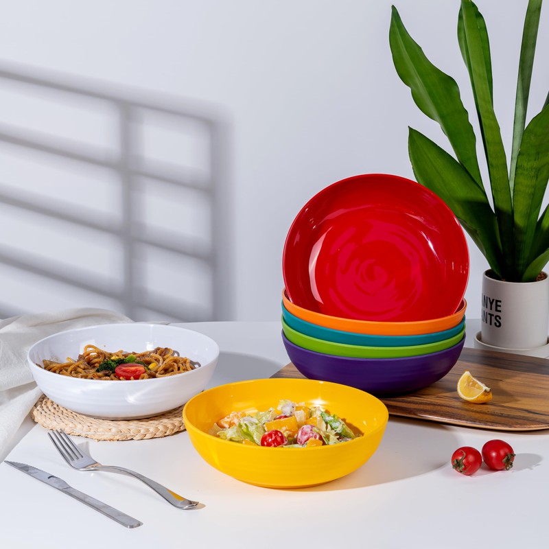KX-WARE 8-inch Melamine Bowls, 40-ounce Salad/Pasta/Dinner Bowls, set of 6