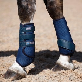 Masta Air-Flux Support Horse Boots - Schooling Training Neoprene Wrap Boot with 3D AirMesh for Horses - Soft & Comfort Extremely Lightweight Legs Protectors - Set of 2 - Navy Blue, Size Full