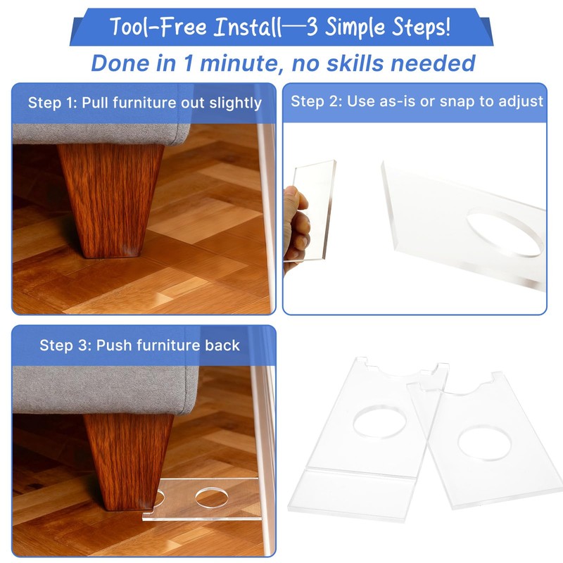 Aolamegs Clear Couch Stoppers to Prevent Sliding, 2-Pack 9" Universal