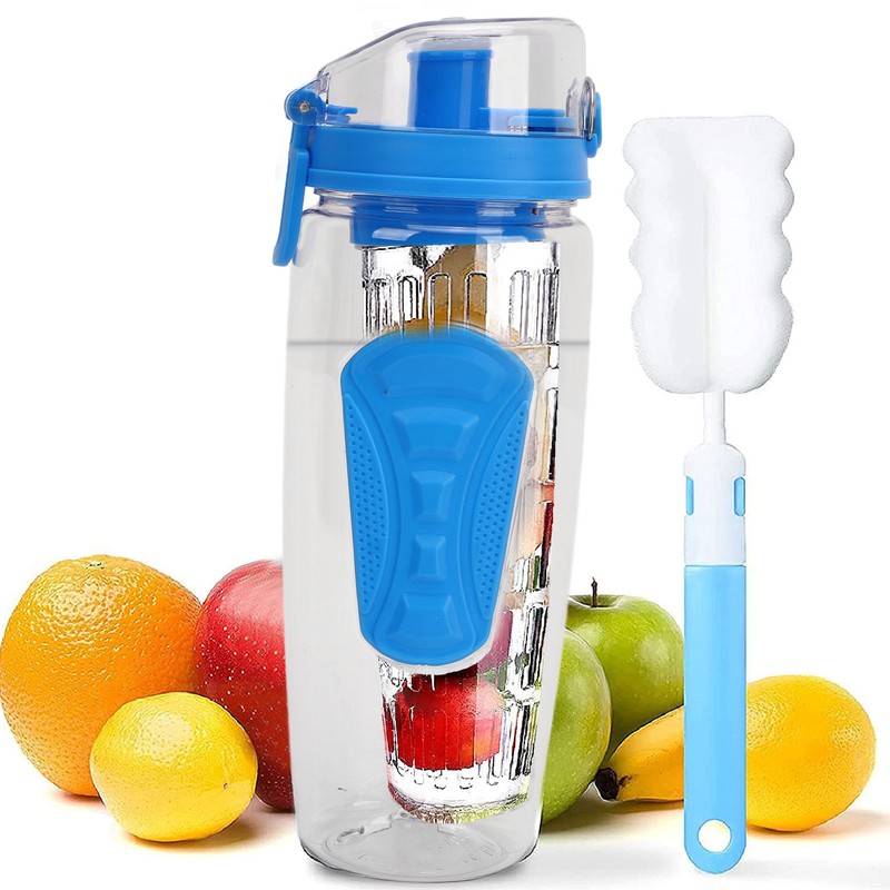 Fruit Infuser Water Bottle Anti Slip Grip Flip Top Lid