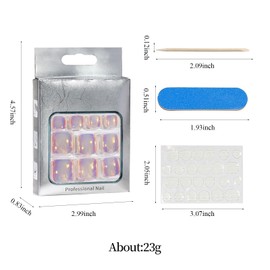 Grey Press on Toenails 24 Pcs, Electroplating process Press ons Toe Nails Short Square Full Cover Glossy Acrylic False Toes Nail Tips for Women Girls Foot Manicure