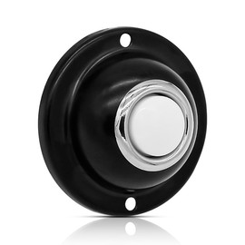 Door Bell Button, Round Metal Doorbell Button Black Wired Lighted Up LED Door Buttons Replacement Solid Iron Doorbell for Home Front Doors, White Light