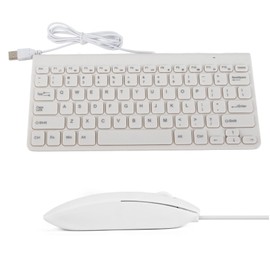 EBTOOLS Ultra Thin USB Wired Keyboard, Mini Portable Plug and Play Keyboard with Optical Mouse Set Combo Suitable for PC Laptop Good for Work/Entertainment(White)