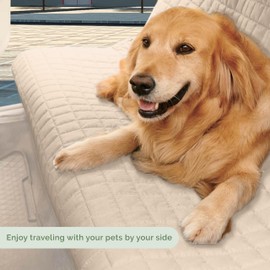 Elegant Comfort Premium Pet Car Seat Cover for Back Seat, Luxury Microfiber Car Seat Protector, Heavy Duty and Durable, Non-Slip and Waterproof Car Seat Cover for Trucks, Cars, and SUVs, Cream