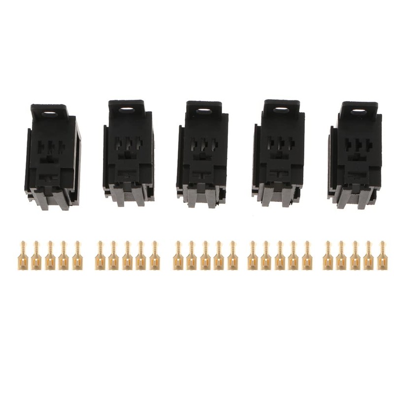 CENPEK 5 Pack 30A 5 Pin Relay Connector Socket with