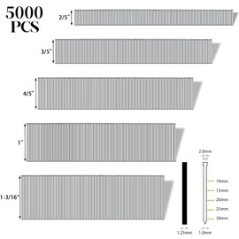 Brad Nails 18 Gauge, 5000PCS 18 GA Brad Nails, Assorted Galvanized Nails for Electric & Pneumatic Brad Nailer Gun, 3/8",5/8",3/4",1",1-3/16"
