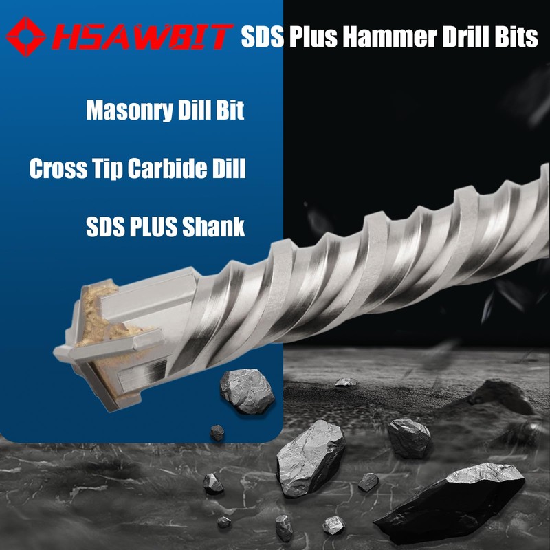 hsawbit 10PCS Masonry Drill Bits Set with SDS Plus Shank,