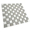 Tenedos Square Checkered Tile Grey & White Porcelain Mosaic Shiny