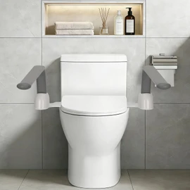 Toilet Safety Rails for Seniors, Adjustable Armrest, Space Saving, Stylish and Durable, Anti Slip and Anti Fall, Suitable for Elderly, Disabled, Pregnant Women with Armrest Toilet Safety Rail