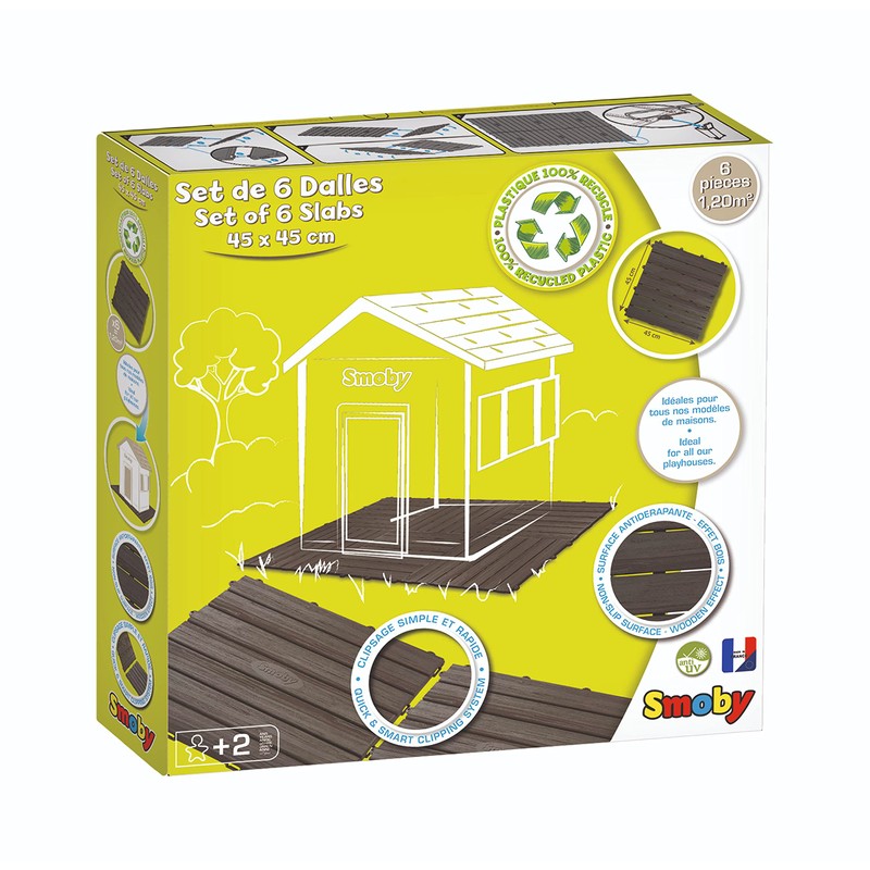 Smoby- Set of 6 Playhouse, Floor Tiles, Brown, Indoor or