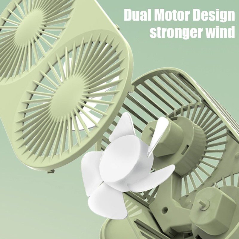 Double Motor Folding Tabletop Fan Rotating Cooling Fan 3 Speed