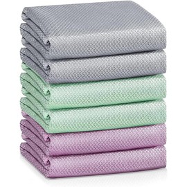 Fish Scale Streak Free Magic Glass Window Car Mirror Microfiber Cleaning Cloth Cleaner Cloths,Lint Free Stainless Steel Windshield Shower Cleaning Cloth,Miracle Polishing Towels Shiny Wipes,Pack 6,Mix - Color: Gray
