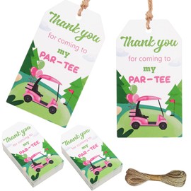 Funmemoir 50pcs Golf Thank You Tags for Girls Golf Theme Appreciation Tags with String Thank You for Coming to My Party Tags for Sports Theme Golf Birthday Party Favors