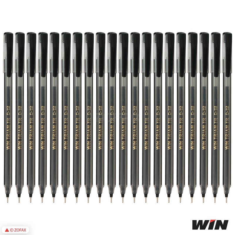 WIN 20 x 0.7mm Ball Pen Triam BLACK Smooth Ballpoint