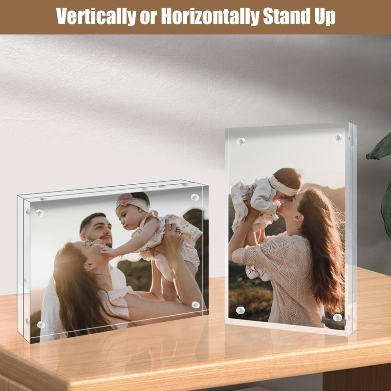 Egofine Acrylic Frames 6 Pack, 4x6 and 5x7 Combinations, 20mm