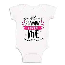 My Glamma Loves Me Baby Bodysuit One Piece 6 mo White with Pink