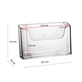 ogoPLUS Brochure Stand DIN A5 Landscape Format / Brochure Holder Flyer Stand Advertising Stand Table Brochure Stand / Brochure Box / Advertising, Crystal Clear, Light Tilt for Optimal Field of View