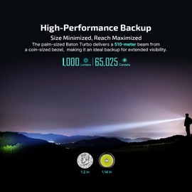 OLIGHT OLIGHT Baton Turbo EDC Rechargeable Handheld Flashlight, 1000 Lumens Compact LED and 510 Meters Long Throw Powerful Light, with Two-Way Clip and Landyard for Camping, Home Use (OD Green)