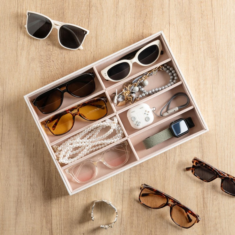 Frebeauty 8-Slot Sunglass Organizer Tray,Sunglass Holder for Drawer