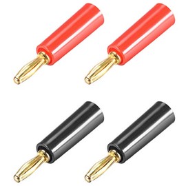 sourcing map 4 Pieces 4 mm Banana Plug Speaker Plug Black Red Cable Connector Connectors Socket