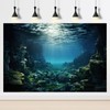 Aquarium Backdrop Underwater Coral Reef with Fishes Sun Rays Terrarium
