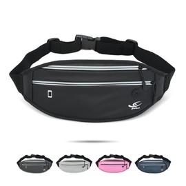 HiRui Fanny Pack for Men Women, Adjustable Exercise Waist Pack Reflective Running Belt for Sports Workout Cycling Hiking, Casual Hands-Free Wallets Phone Bag Fits All Phones (Black)