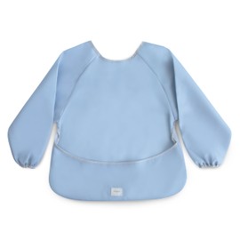 mushie Long Sleeve Baby Bib | Mess Free & Waterproof Fabric for Toddlers | Adjustable Fit for Ages 6-24 Months (Tradewinds)
