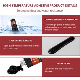INNOVAYOU 100ml Black Oven Heat Resistant Glue, High Temperature Adhesive Fixes Cracks High Temperature Resistance, High Temp Glue Suitable for Oven, Grill, Microwave