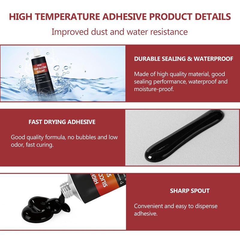 INNOVAYOU 100ml Black Oven Heat Resistant Glue, High Temperature Adhesive