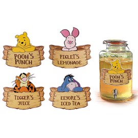 MEMOVAN Winnie Party Drink Label for The Pooh Baby Shower Decorations Winnie Food Labels Food Signs Winnie Centerpieces Sticks for Winnie Birthday Party