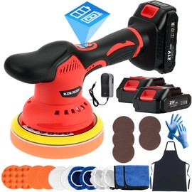 Cordless Car Buffer Polisher Kit with 2x21V Batteries, 6 Inch Car Polisher with 8 Variable Speed 2800-6000RPM & 21 PCS Attachments, Orbital Polisher for Car Detailing, Sanding,Scratch Removing