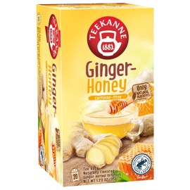 Teekanne Ginger Honey Tea Caffeine Free Naturally Flavored Sweety Honey & Spicy Ginger Herbal Tea with 20 Individually Wrapped Tea Bags Per Box Soothing Delicious Herbal Tea