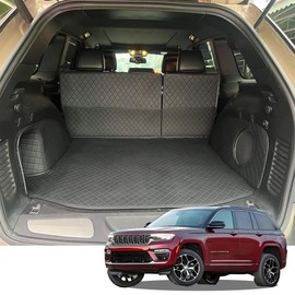 GMATCHUP 7 PCS Cargo Mat for 2011-2021 Jeep Grand Cherokee | Rear Backrest Mat| Upgraded Material 3D Pattern Cargo Liners Waterproof Easy to Clean Trunk Anti-Slip Mat Wear Resistant Retaining pins